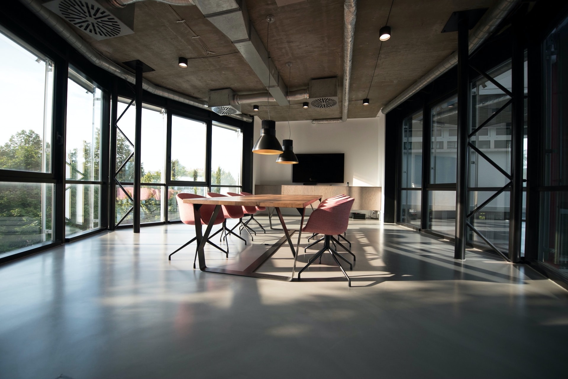 Conference table in a large modern office